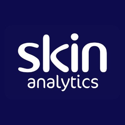 Skin Analytics logo in white text on a dark blue background.
